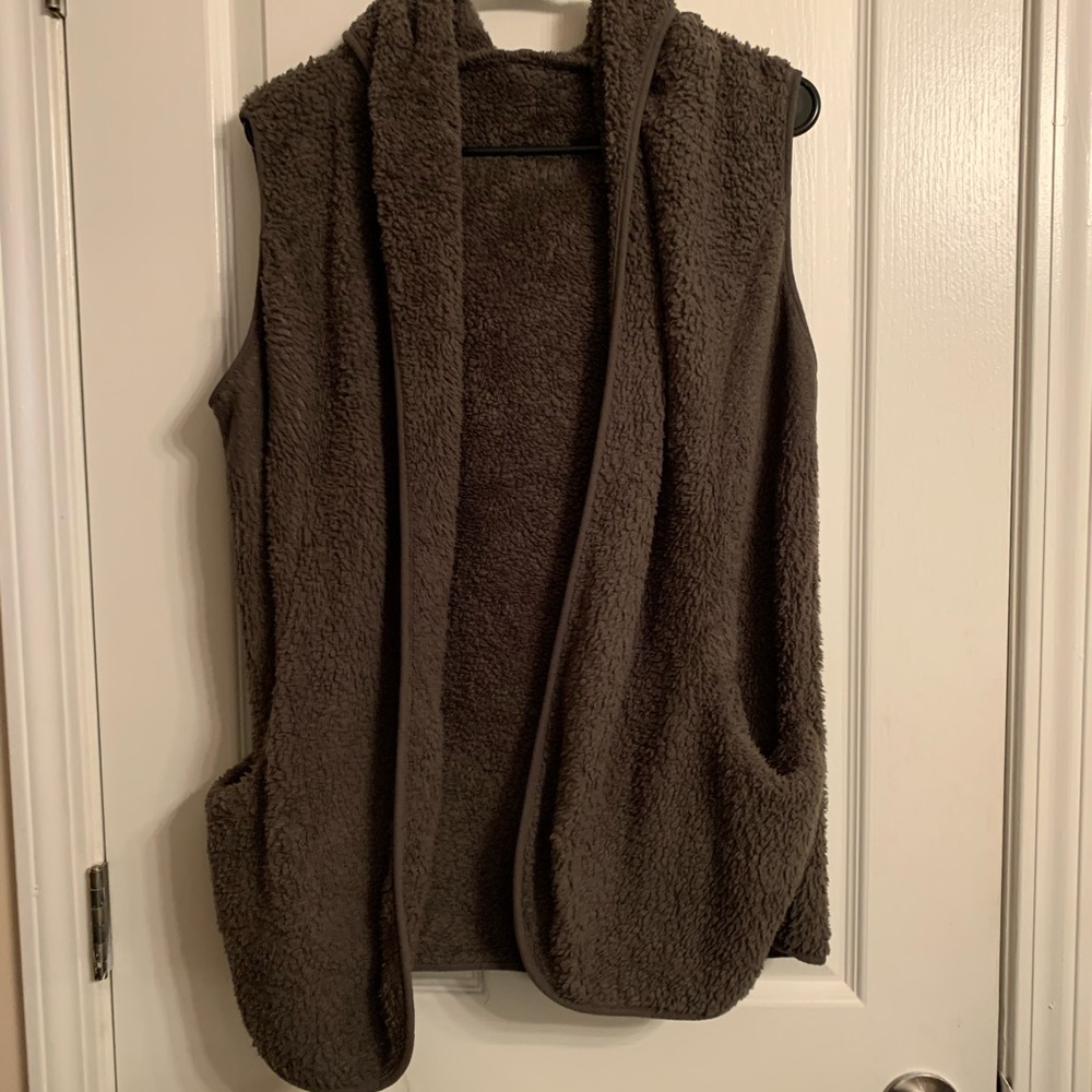 Furry dark green vest